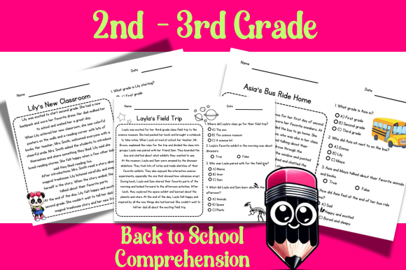 Back to School Comprehension Worksheets